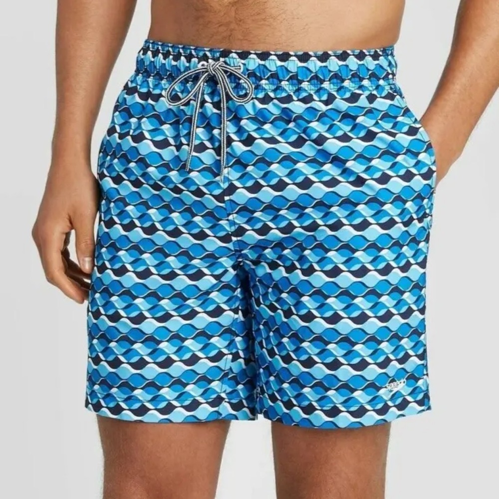Speedo Blue Geometric Volley swim trunks